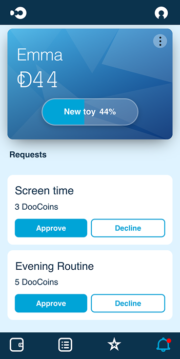 Parent app – approving completed tasks